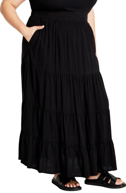 Shop City Chic Piper Tiered Maxi Skirt In Black