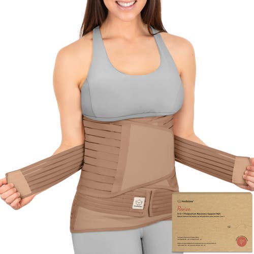 Revive 3-in-1 Postpartum Recovery Support Belt in Warm Tan