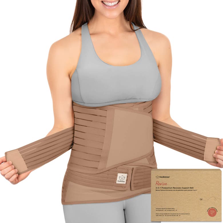Keababies Revive 3-in-1 Postpartum Recovery Support Belt In Warm Tan