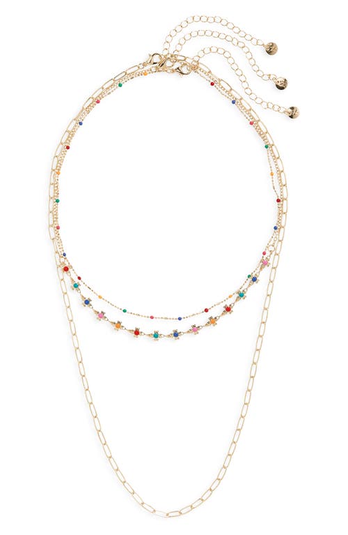 BP. Flower Bead Layered Necklace in Gold- Multi