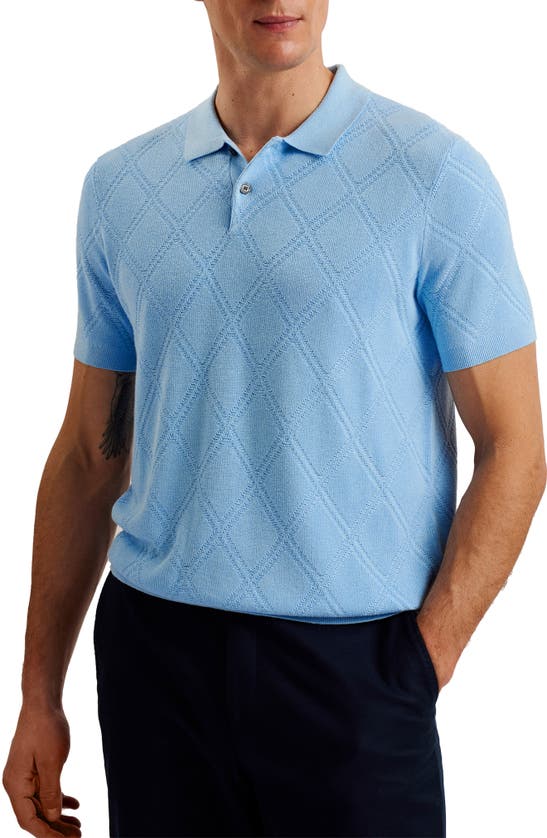 Shop Ted Baker Ventar Diagonal Diamond Polo Sweater In Pale Blue