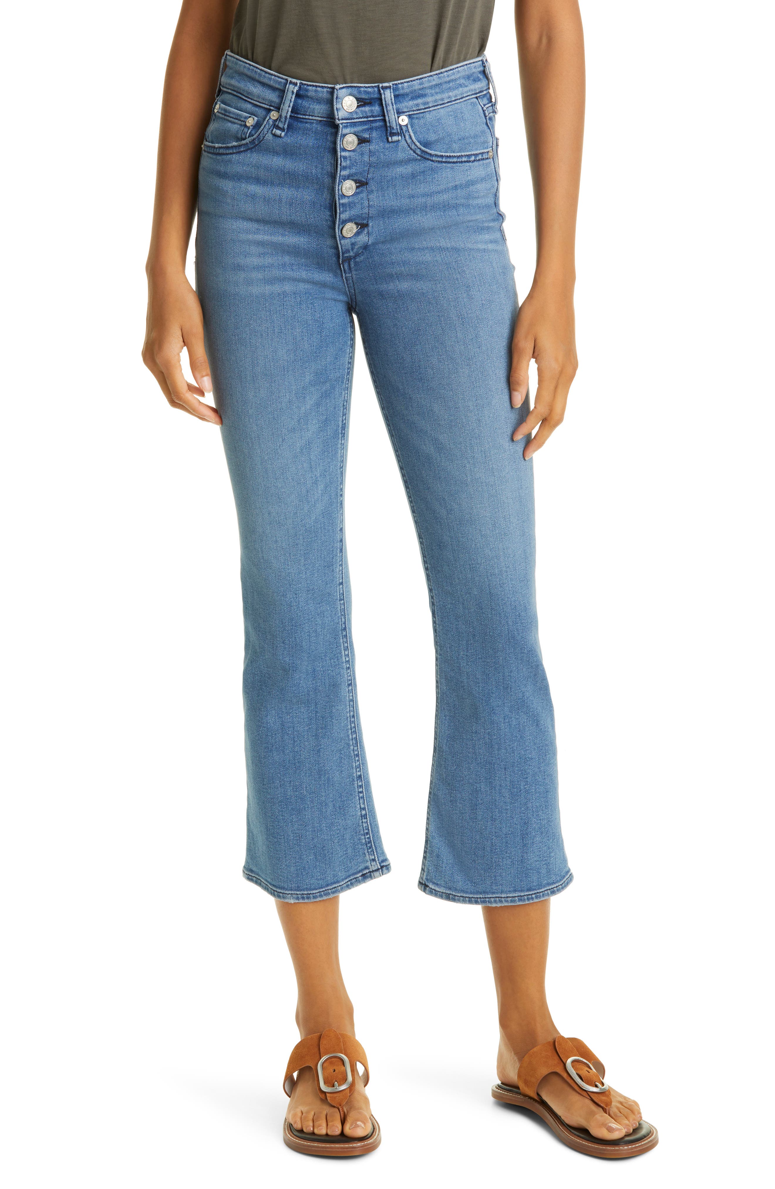 High waisted ankle flare jeans Clearance
