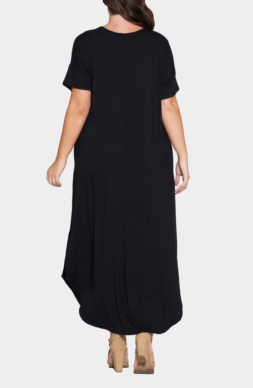 Shop L I V D Short Sleeve Jersey Maxi Dress In Black