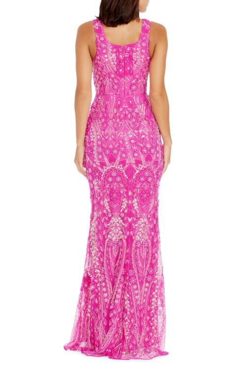 DRESS THE POPULATION DRESS THE POPULATION TYRA BEADED CHIFFON MERMAID GOWN 