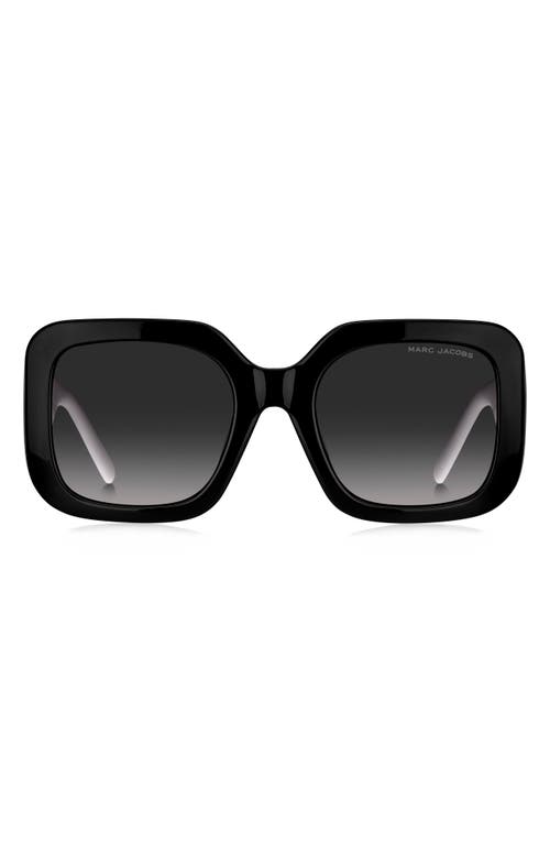 Marc Jacobs 53mm Gradient Polarized Square Sunglasses in Black White/Grey Shaded at Nordstrom