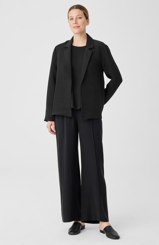Eileen Fisher Long Wool Blazer In Black