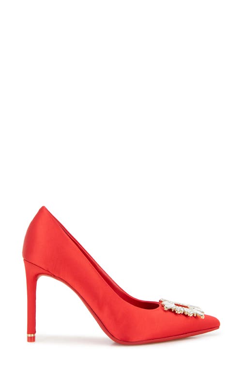 Shop Kenneth Cole Quinnly Jewel Pointed Toe Pump In Fuego Satin