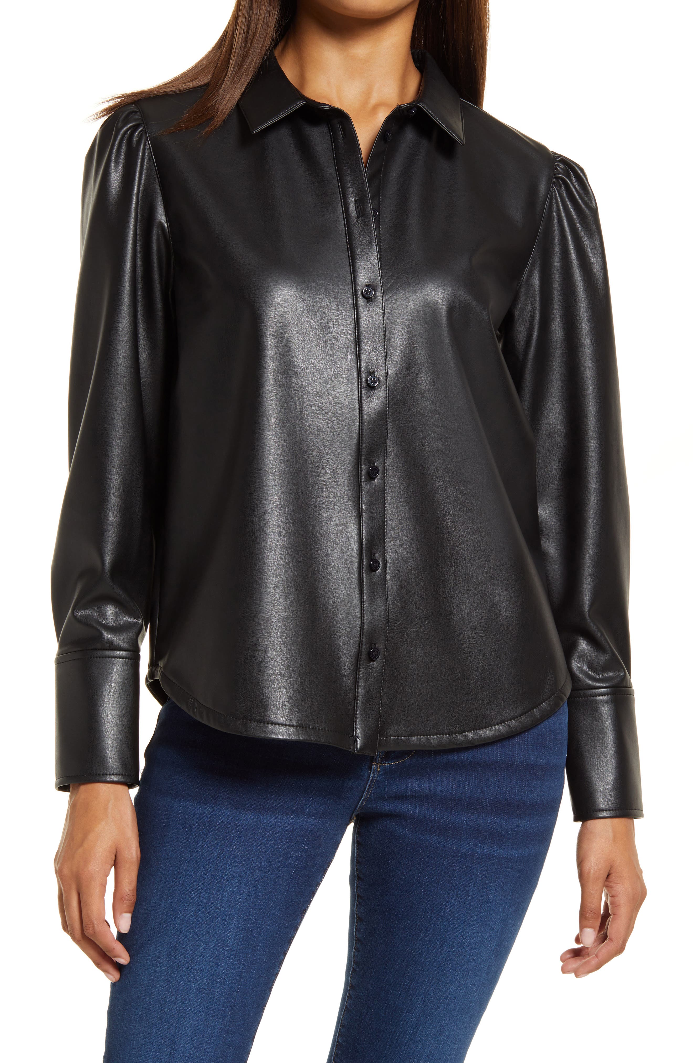 halogen faux leather jacket
