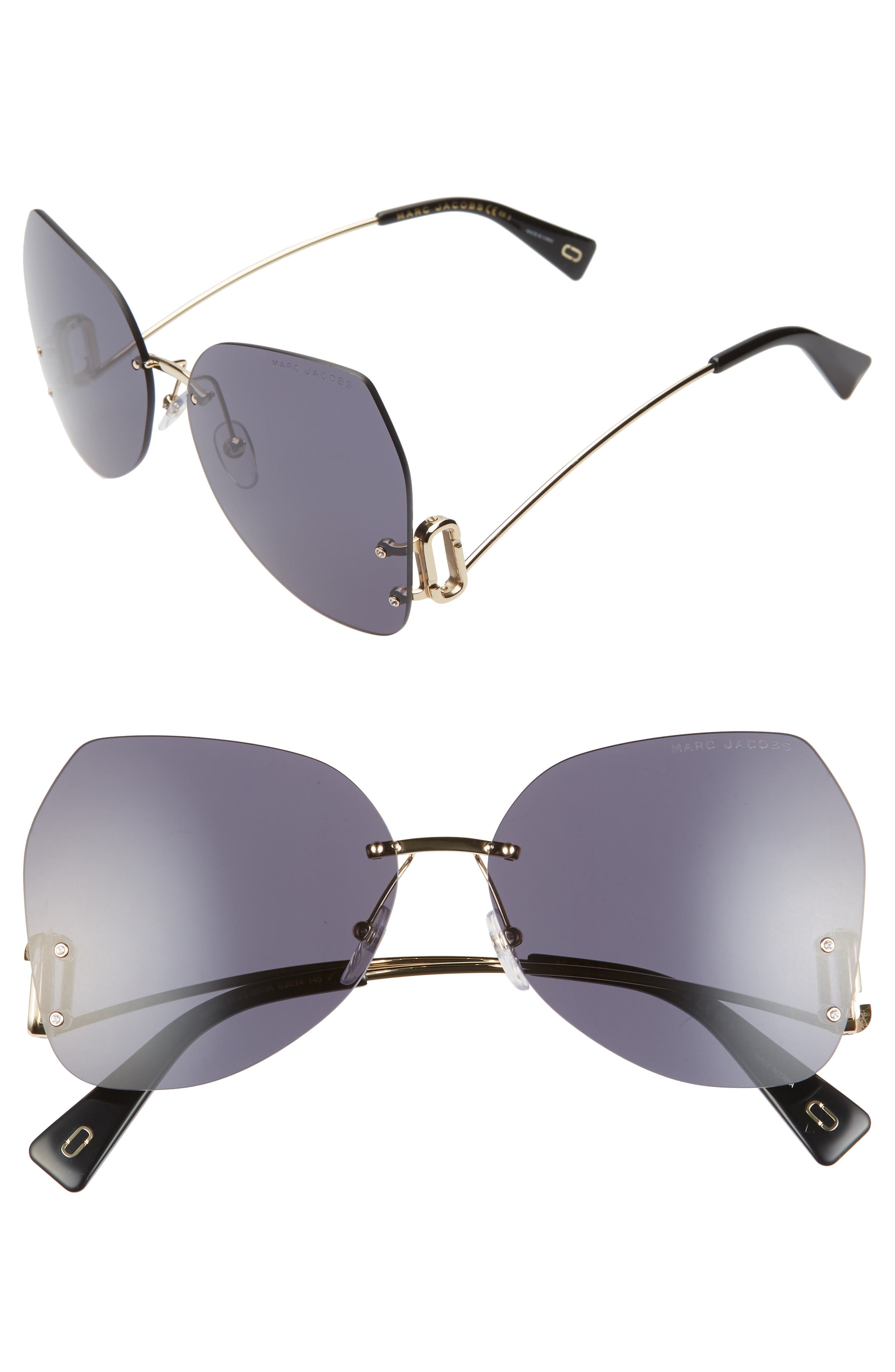 marc jacobs rimless aviator sunglasses