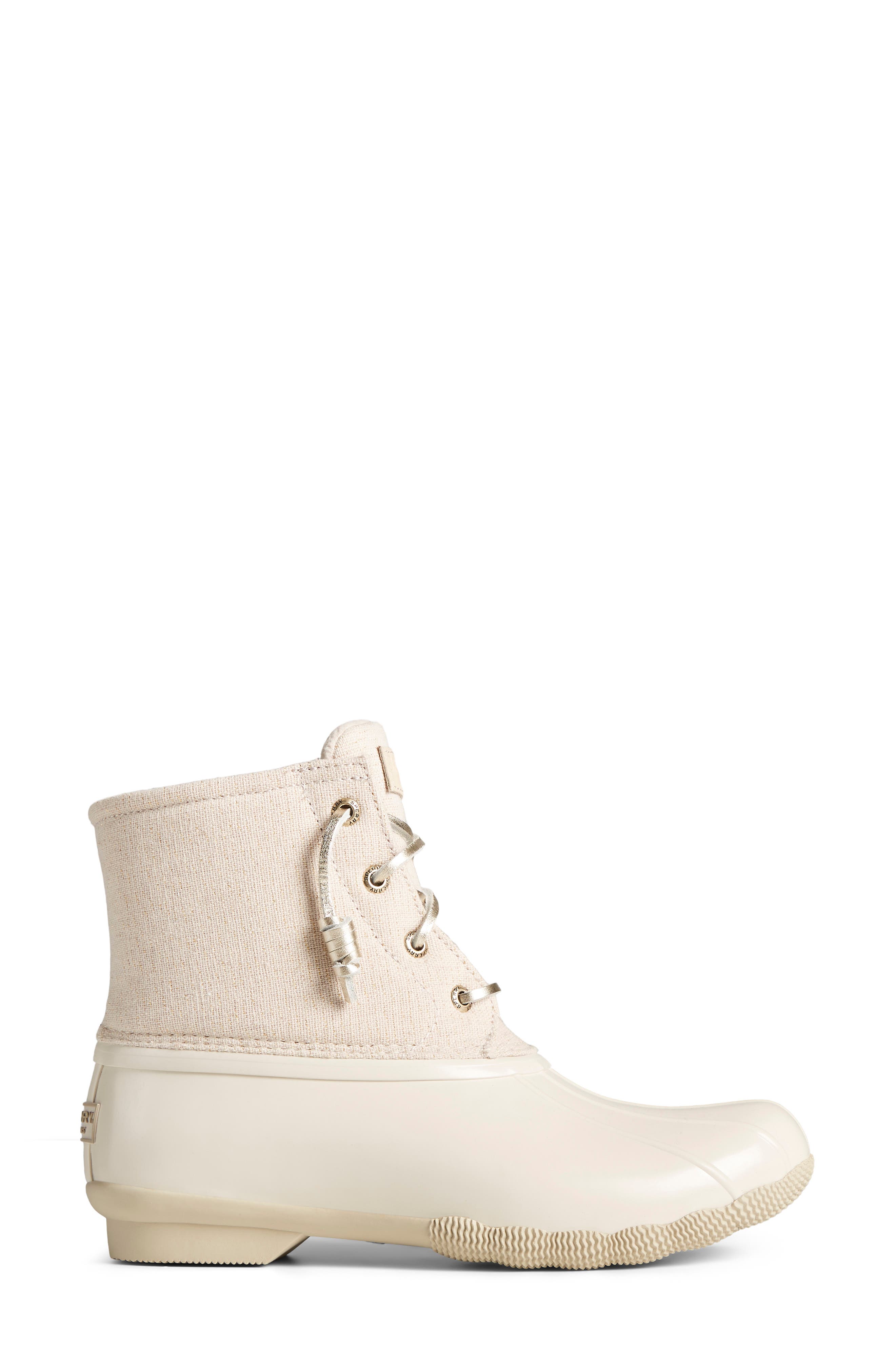 cream colored sperry duck boots