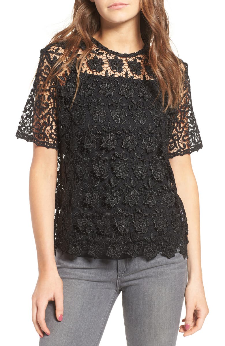Sincerely Jules Jet Lace Top | Nordstrom
