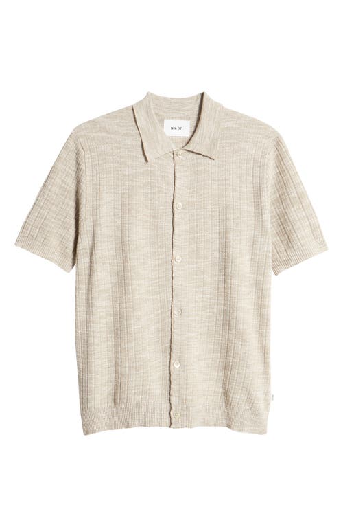 Nolan 6577 Knit Short Sleeve Button-Up Shirt in Greige