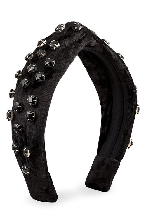 Esmee Crystal Velvet Headband in Black