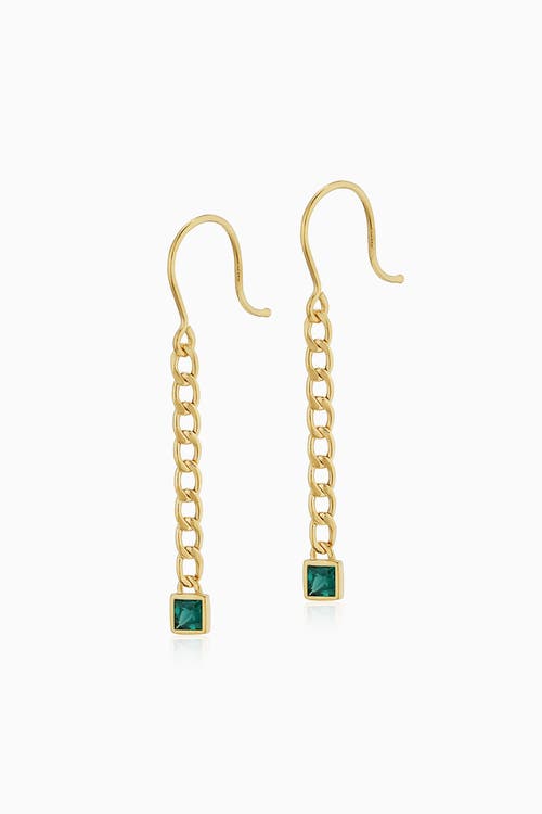 Oradina 14k Gold Dazzle Me Curb Drop Earrings In Gold - Green Zirconia