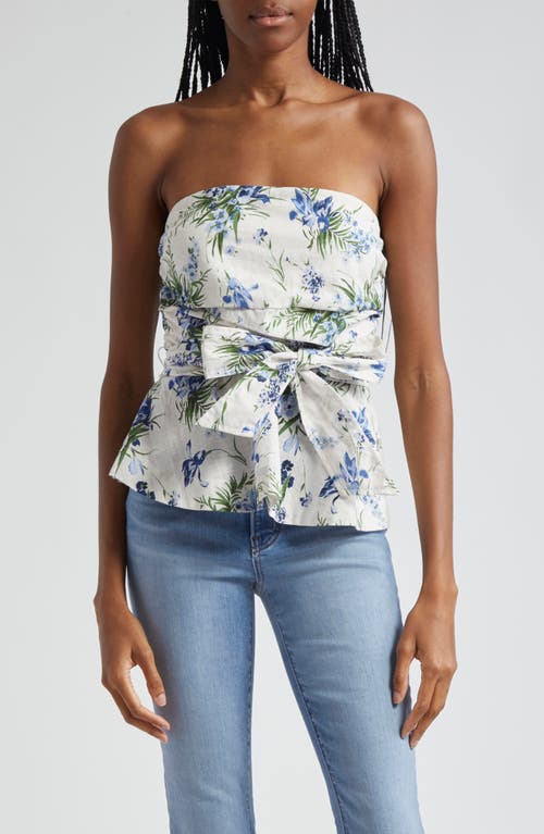 Veronica Beard Jolene Floral Strapless Cotton Top In Off White Multi