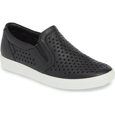 Ecco Soft 7 Laser Cut Slip-On Sneaker, Black