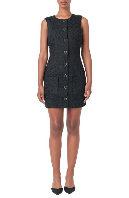 Endless Rose Sleeveless Tweed Minidress In Black