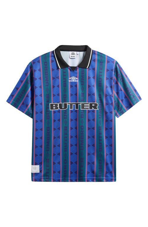 Shop Butter Goods X Umbro Vert Soccer Jersey In Forest/cobalt