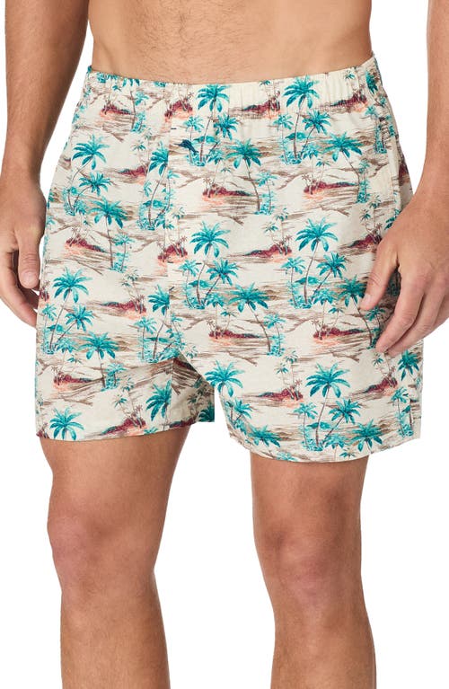 Shop Tommy Bahama Cotton Woven Pajama Boxers In Oatm/prt