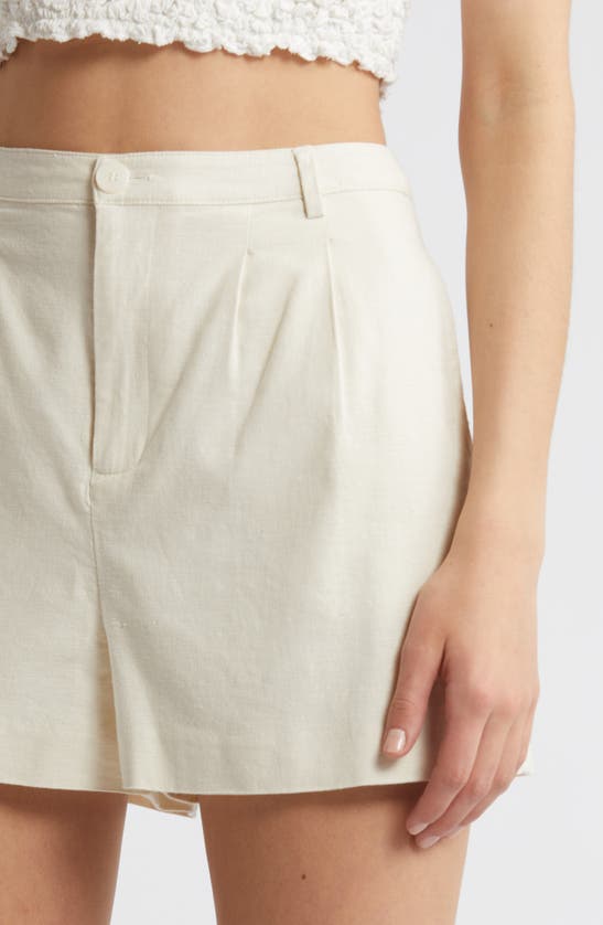 Shop Open Edit High Waist Linen Blend Shorts In Ivory Dove