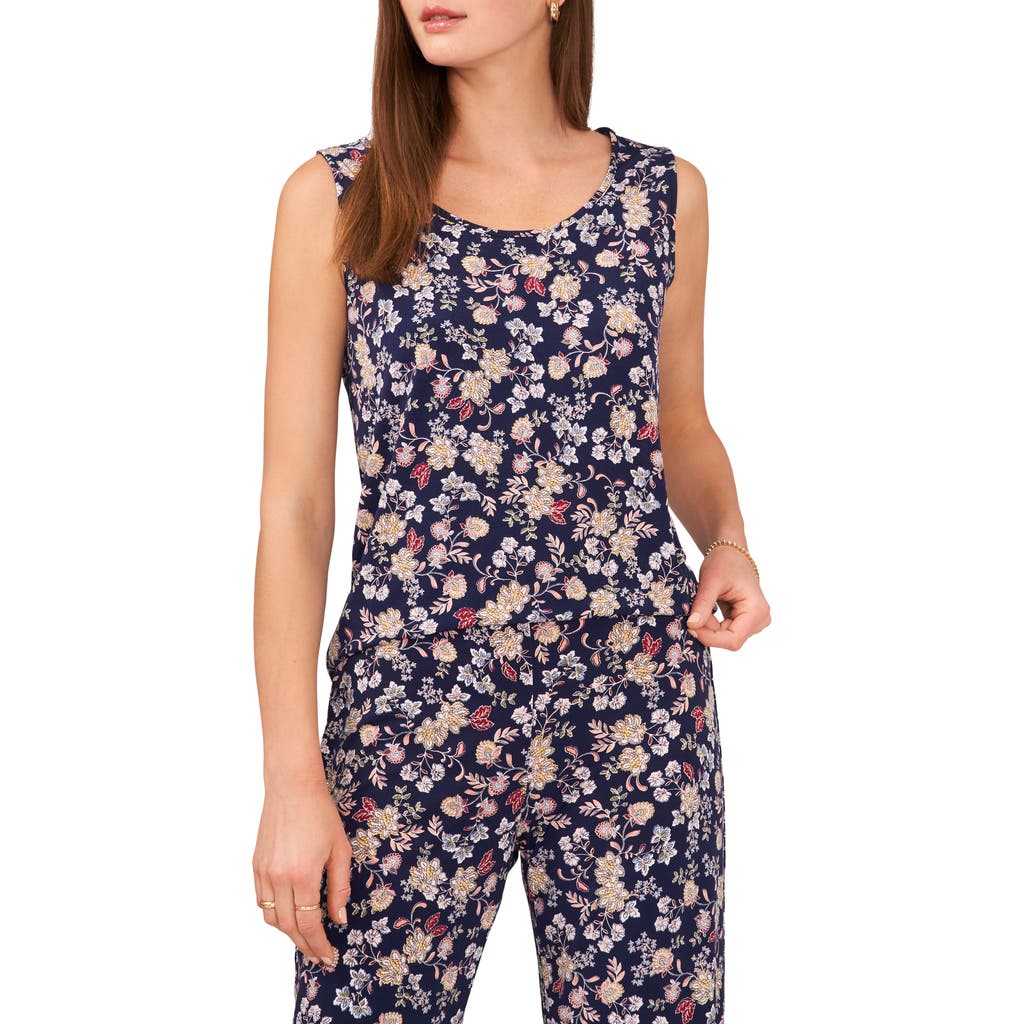 Chaus Floral Sleeveless Shell In Blue