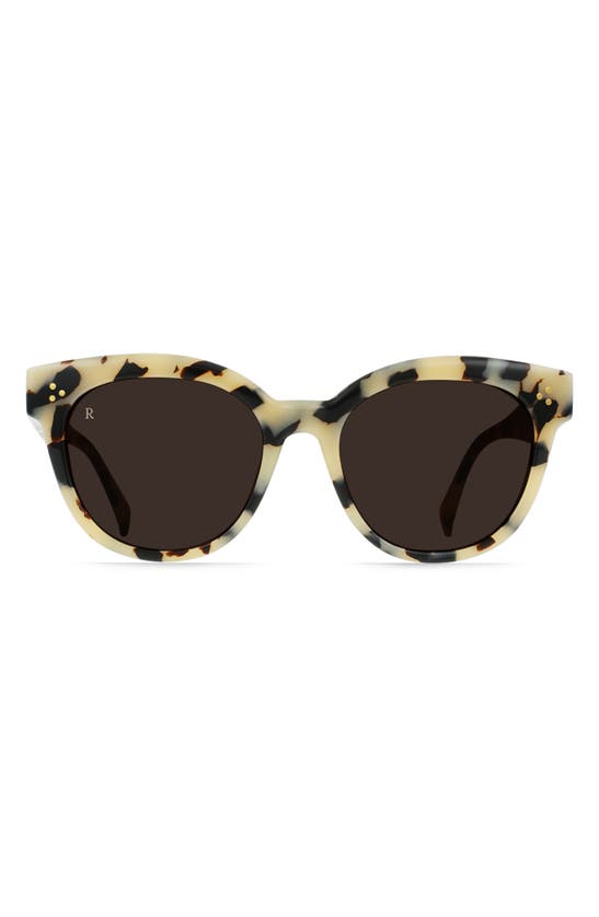 Shop Raen Breya Round Polarized Square Sunglasses In Ivory Tortoise