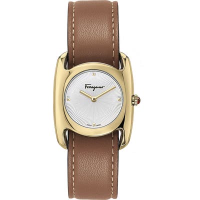 Salvatore Feragamo Vara Leather Strap Watch, 2m Mm
