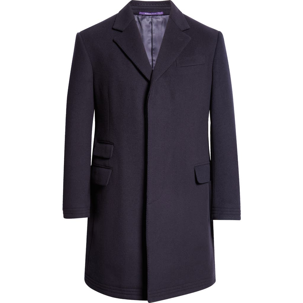 Ralph Lauren Purple Label Kent Paddock Brushed Wool Topcoat in Navy