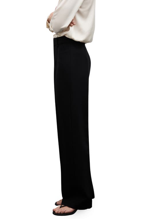 Mango Decorative Seam Stretch Straight Leg Pants In Black
