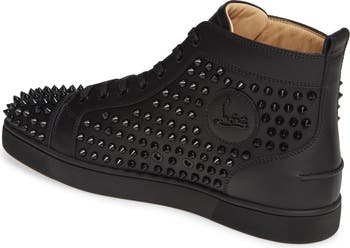 Auth Men's Christian Louboutin Black Spike High Top Shoes Sneakers - 42.5