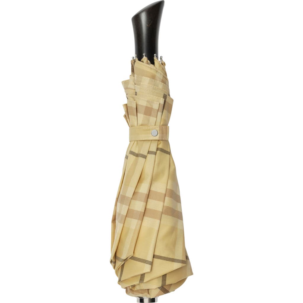 Burberry Georgie Check Compact Umbrella In Buff Ip Check