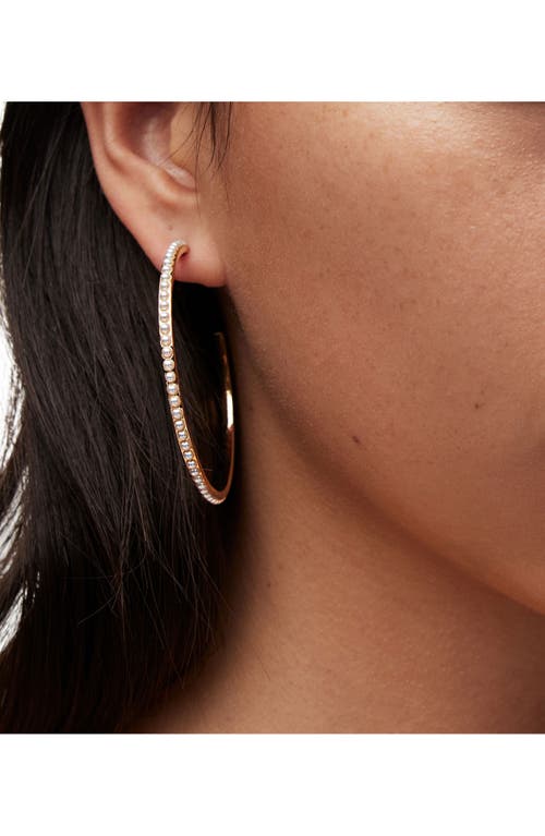 Shop Allsaints Imitation Pearl Hoop Earrings In Pearl/gold