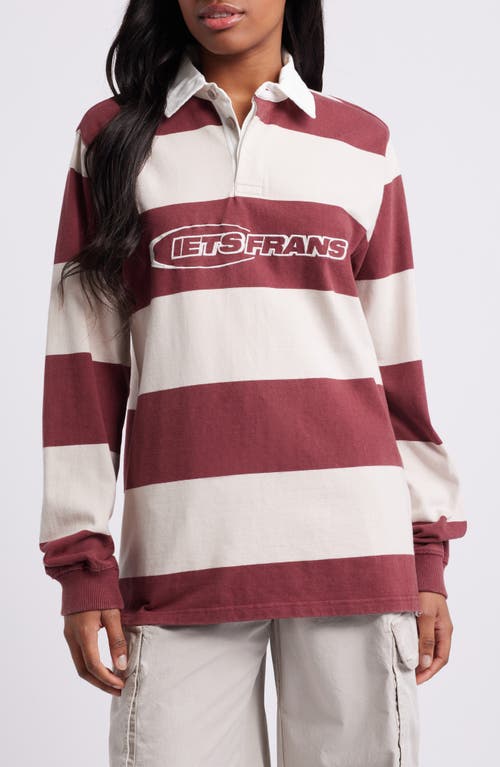 Iets Frans Stripe Rugby Shirt in Burgundy 