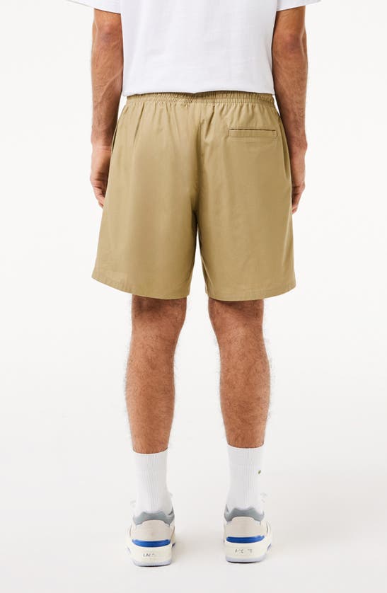 Shop Lacoste Relaxed Cotton Twill Shorts In Cb8 Lion