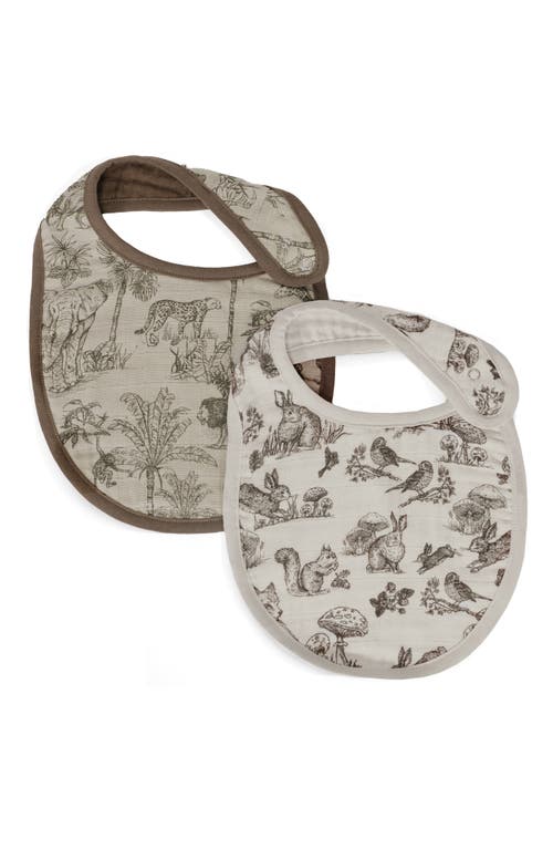 Shop Oilo Assorted 2-pack Organic Cotton Muslin Baby Bibs In Eggshell/bark