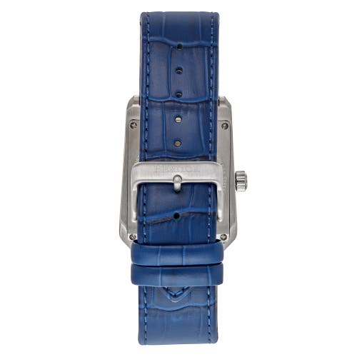 Shop Heritor Automatic Wyatt Skeleton Watch In Silver/blue