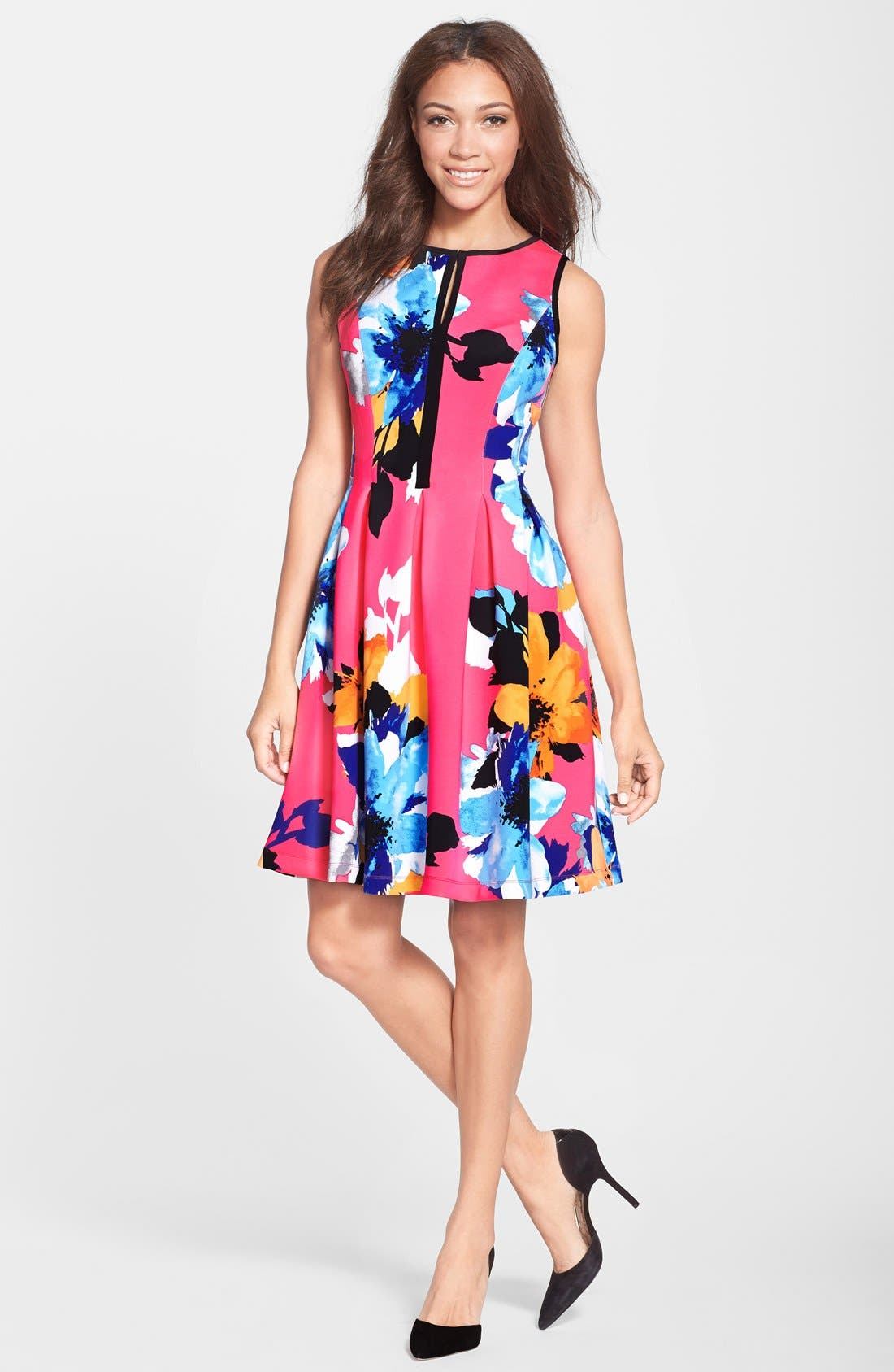Vince Camuto Floral Print Scuba Fit & Flare Dress Nordstrom