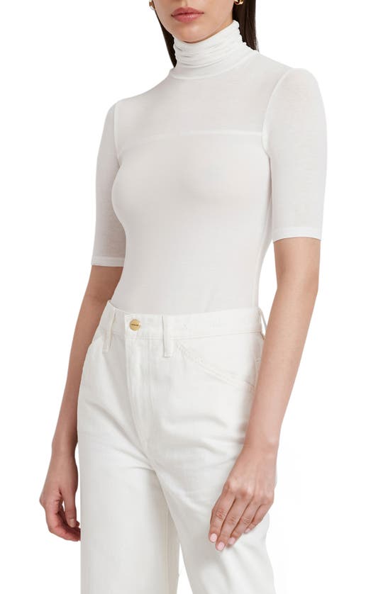 Shop Marcella Niko Jersey Turtleneck Top In Off White