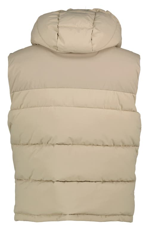 Noize Mixed Media Water Resistant Hooded Puffer Vest In Sand