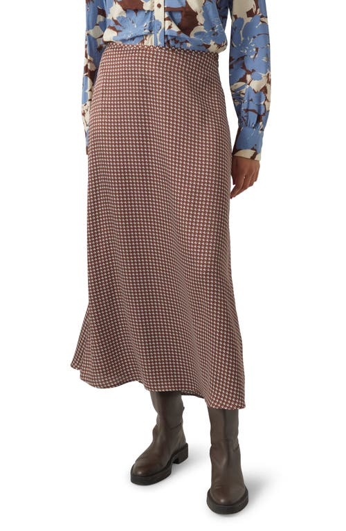 VERO MODA Oli Belinda Houndstooth Check Skirt Chocolate Fondant at Nordstrom,