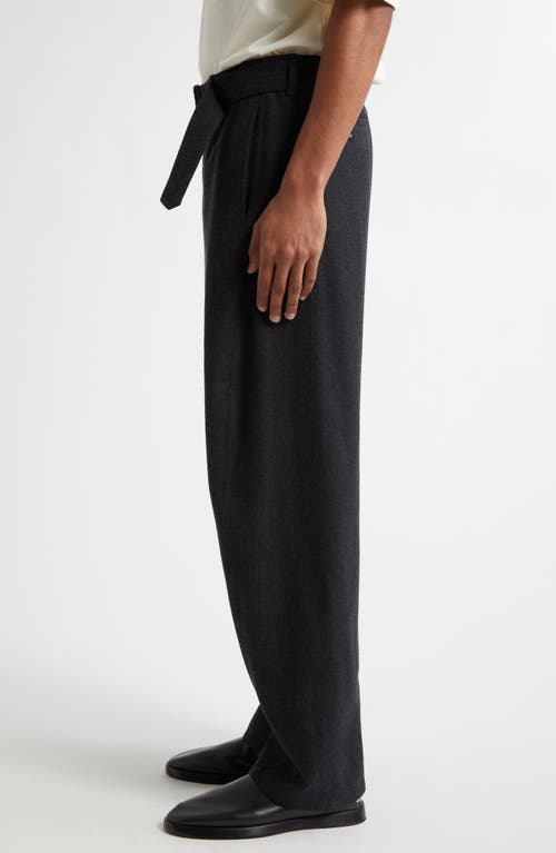 Shop Lemaire Twisted Seam Belted Virgin Wool Pants In Anthracite/grey