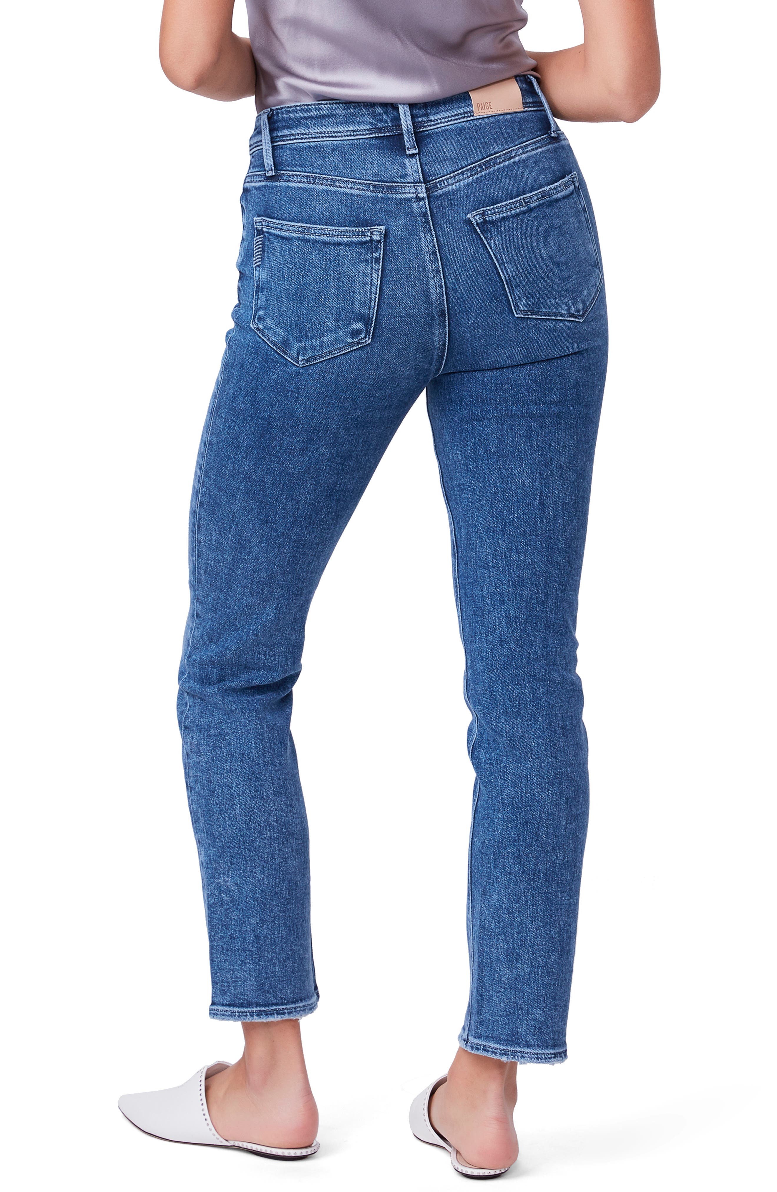 PAIGE | Cindy Exposed Button High Waist Ankle Straight Leg Jeans ...