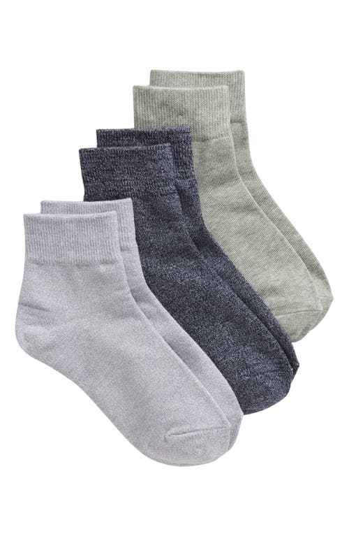 Nordstrom 3-pack Everyday Quarter Socks In Grey -blue Silver Multi