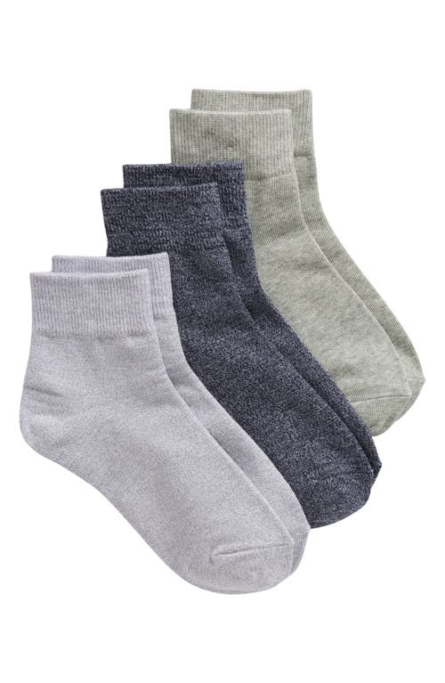 Nordstrom 3-Pack Everyday Quarter Socks in Grey -Blue Silver Multi 