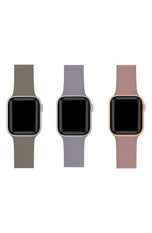 Shop The Posh Tech Pack Of 3 Silicone Watch Bands In Mocha/rose/lilac