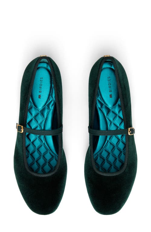 Shop Birdies Hummingbird Mary Jane Flat In Dark Green Velvet