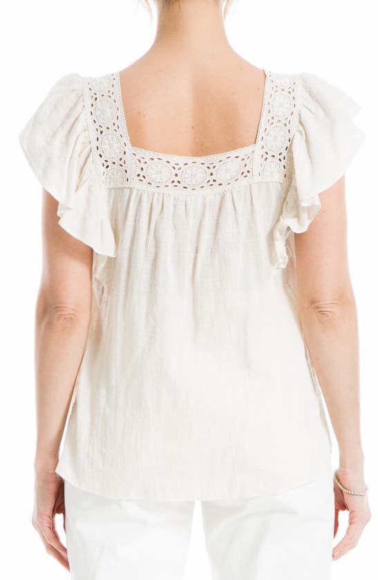 MAX STUDIO MAX STUDIO FLUTTER SLEEVE SQUARE NECK BLOUSE