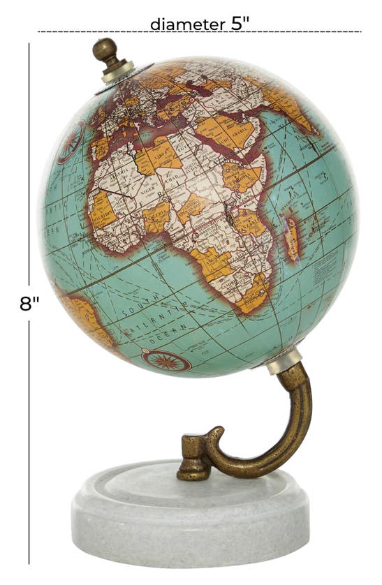 GINGER BIRCH STUDIO GINGER BIRCH STUDIO TEAL MARBLE GLOBE WITH MARBLE BASE