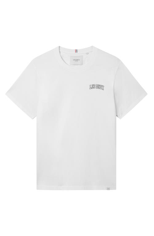 Les Deux Blake Logo T-Shirt in 201522-White/Olive Night