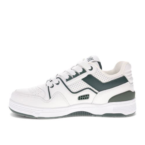 Pony Mens M100 Low Genuine Leather Premium Lace Up Athletic Sneaker Shoe In White/dark Green
